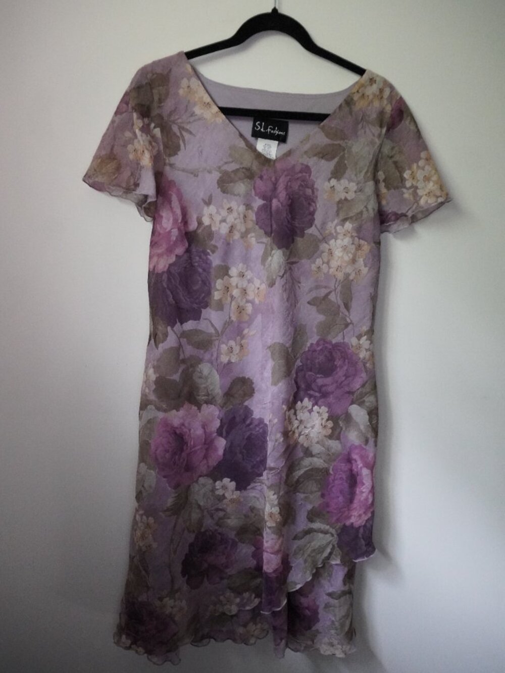 S L Fashions Pink and Lilac Floral Dress Size 14 - Picture 1 of 5